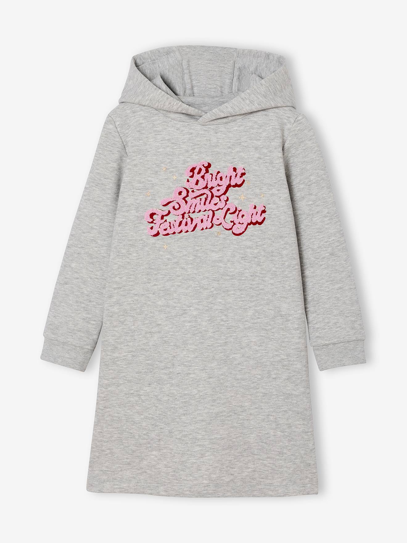 Fleece Dress with Hood & Fancy Details