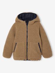 Boys-Reversible Hooded Jacket, Padded & in Sherpa, for Boys
