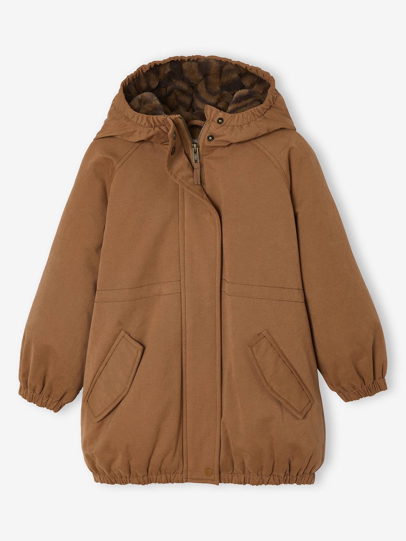 Hooded Parka with Faux Fur Lining