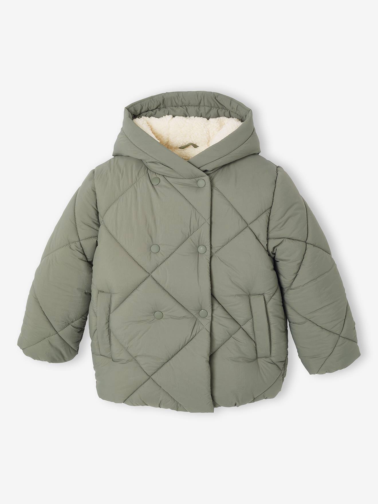 Padded Coat with Hood & Sherpa Lining