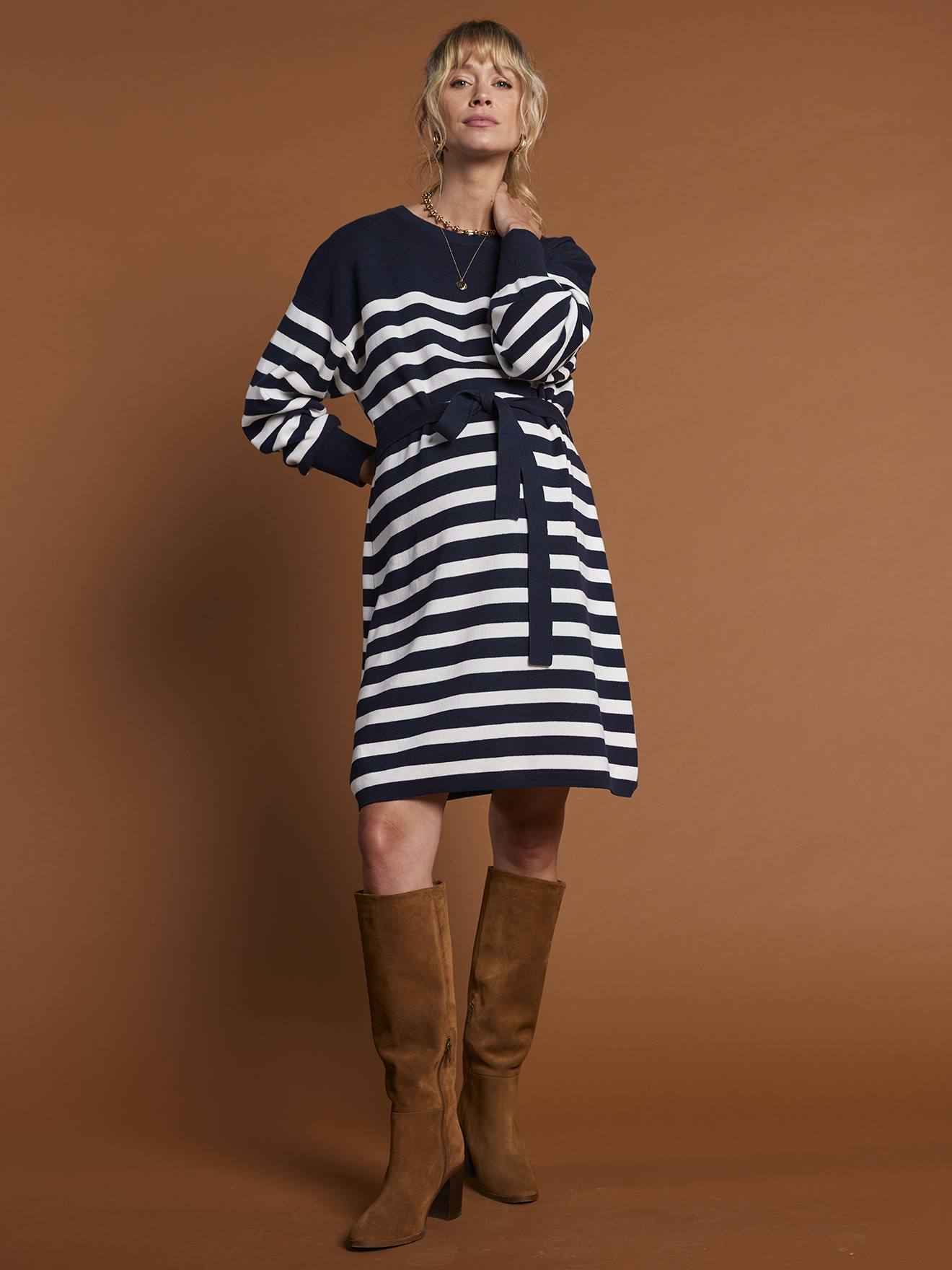 Striped knitted maternity dress ENVIE DE FRAISE