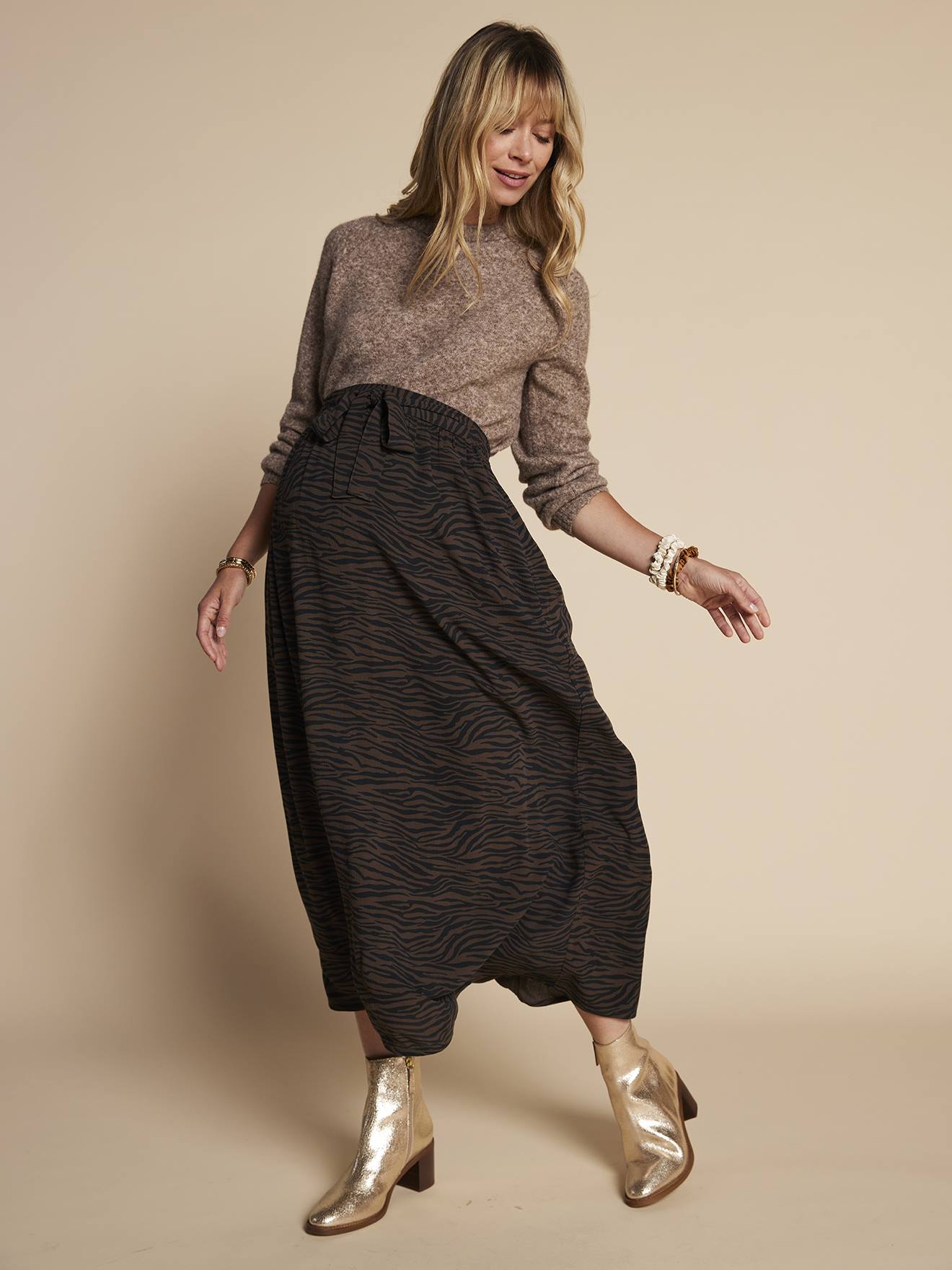 Long Skirt with Zebra Print