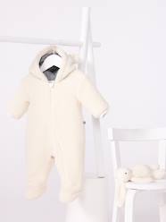 Baby-Sherpa pramwsuit for babies with ears and lined in PETIT BATEAU milleraies stripes