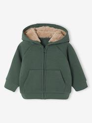 -Zipped hooded fleece cardigan for babies