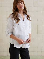 -Embroidered Cotton Muslin Shirt, Maternity & Nursing