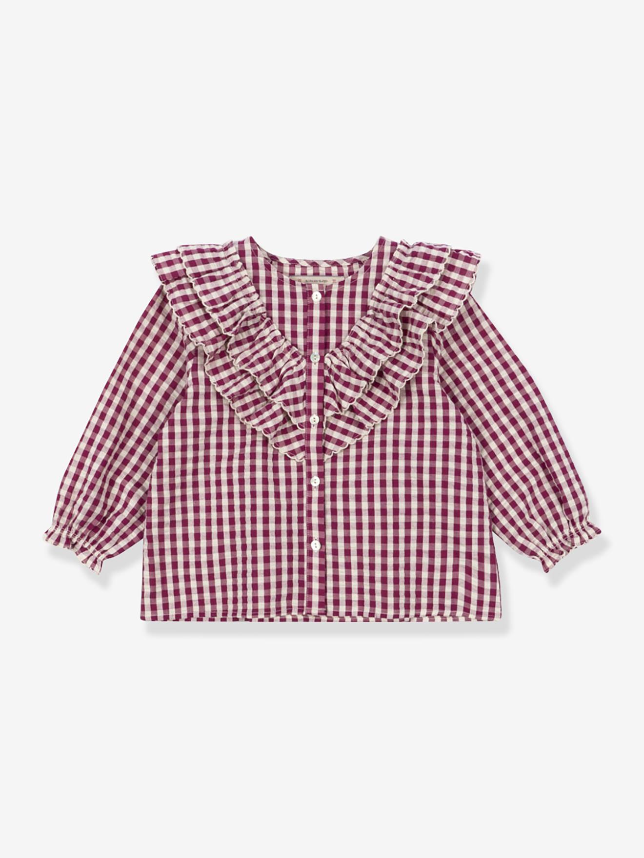 Girl's ruffled blouse with checks pattern KONGES SLOJD