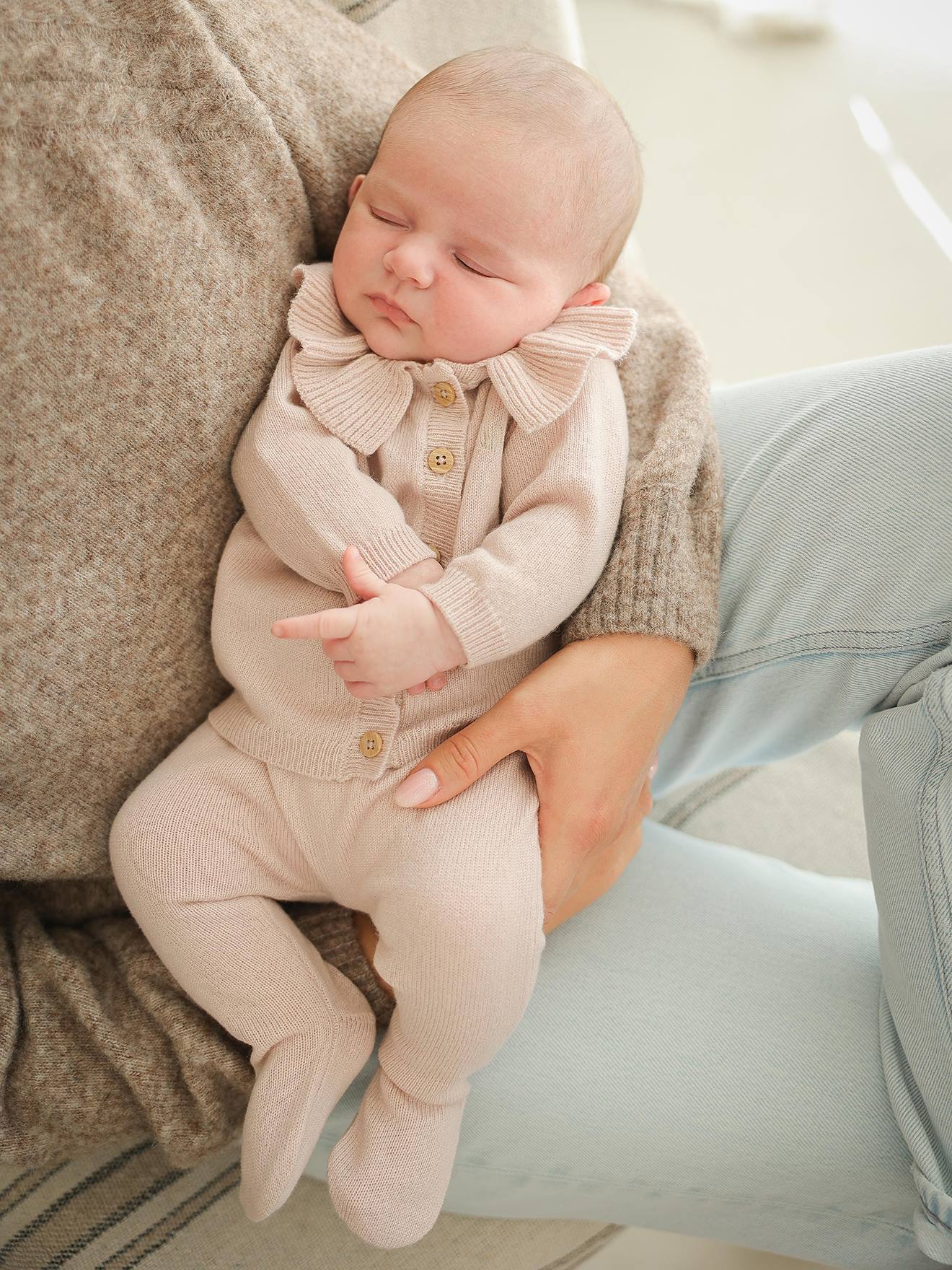 Customisable ENVIE DE FRAISE wool and cashmere newborn set blush