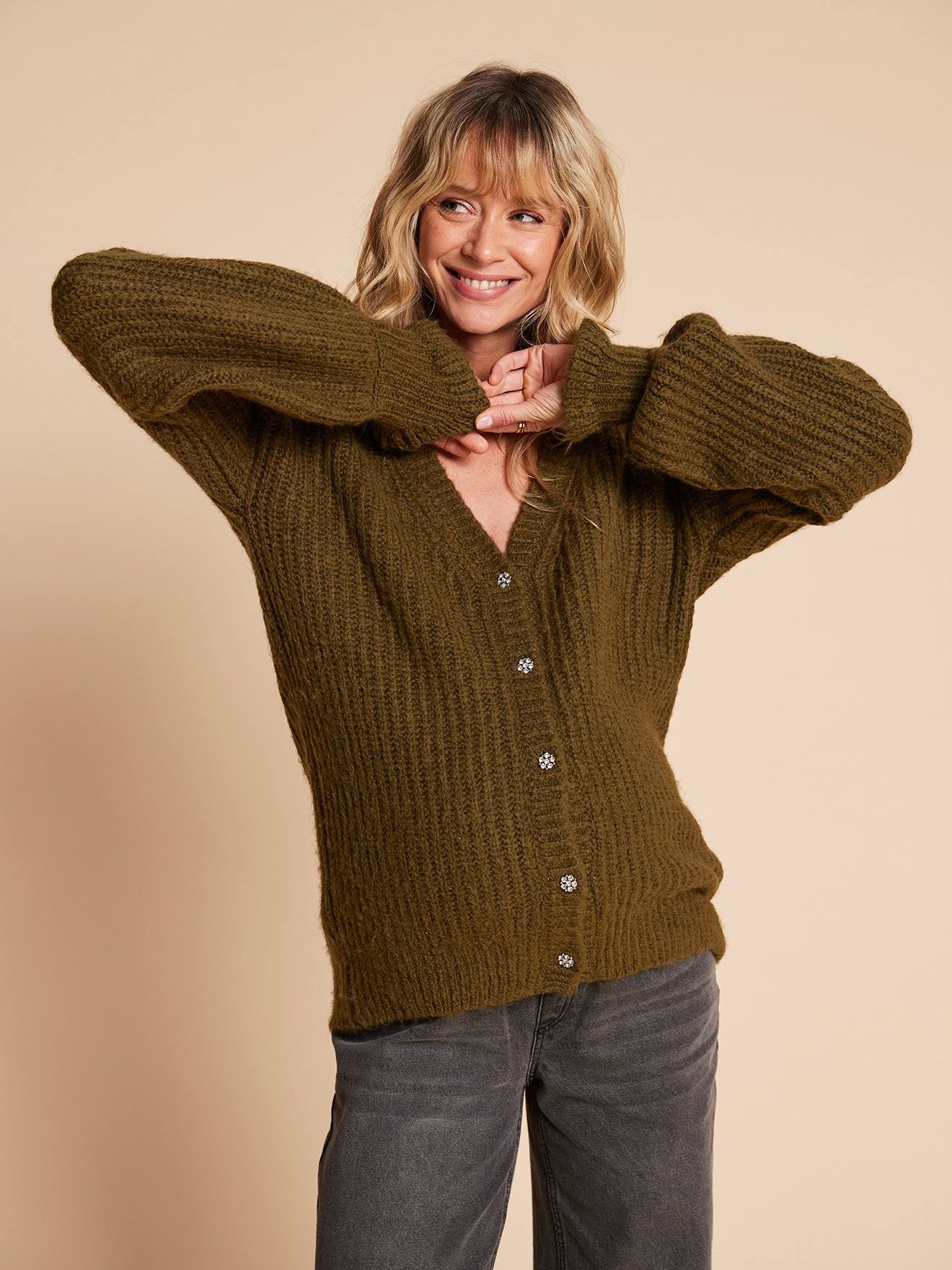Nursing Special Top Cardigan in Rib Knit