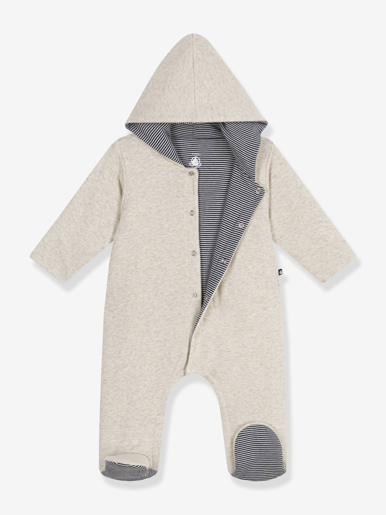 Quilted hooded sleepsuit in cotton PETIT BATEAU ecru