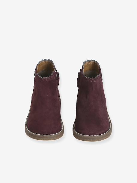 Leather Boots with Elastic, for Baby Girls black+bordeaux red+Camel+navy blue+printed beige 