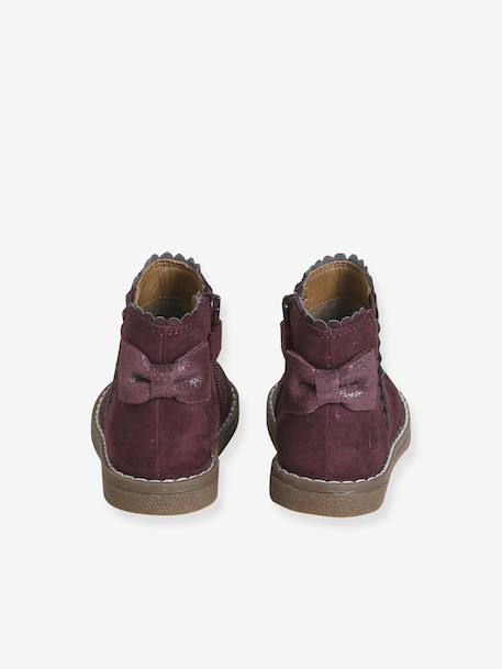 Leather Boots with Elastic, for Baby Girls black+bordeaux red+Camel+navy blue+printed beige 
