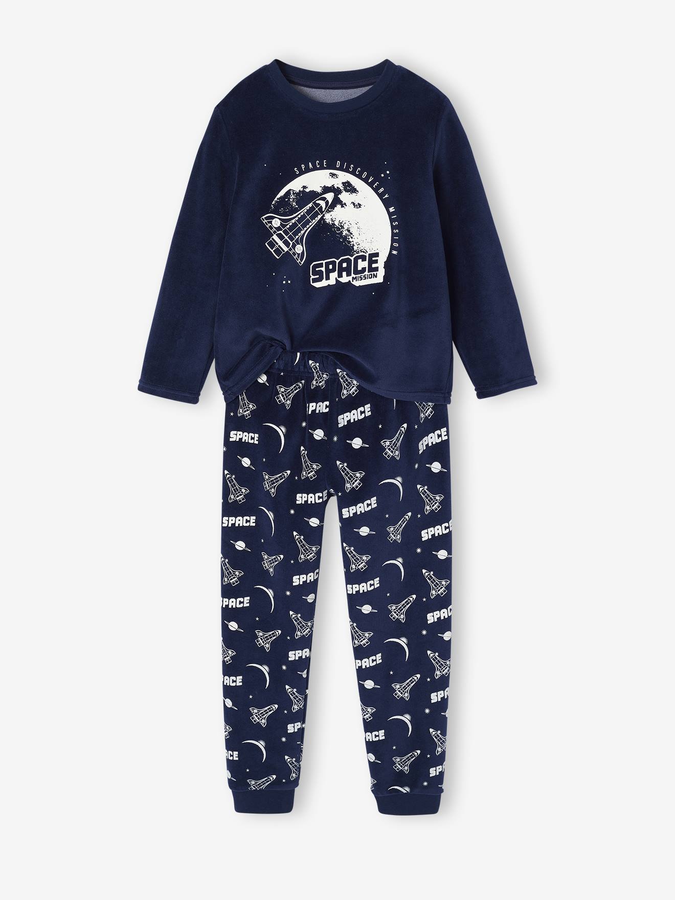 Velour Pyjamas with Printed Rocket