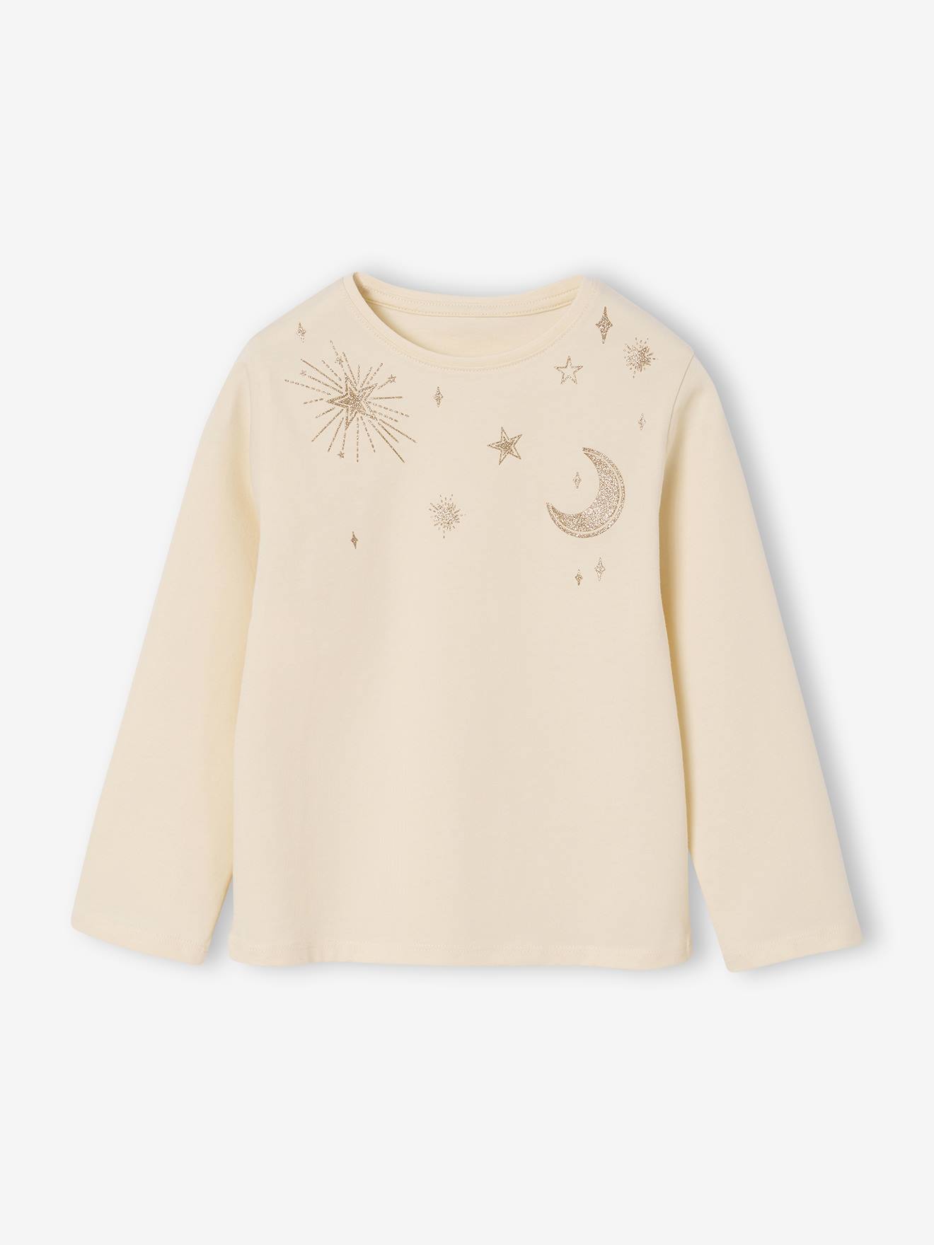 Girl's t-shirt with sparkly stars vanilla