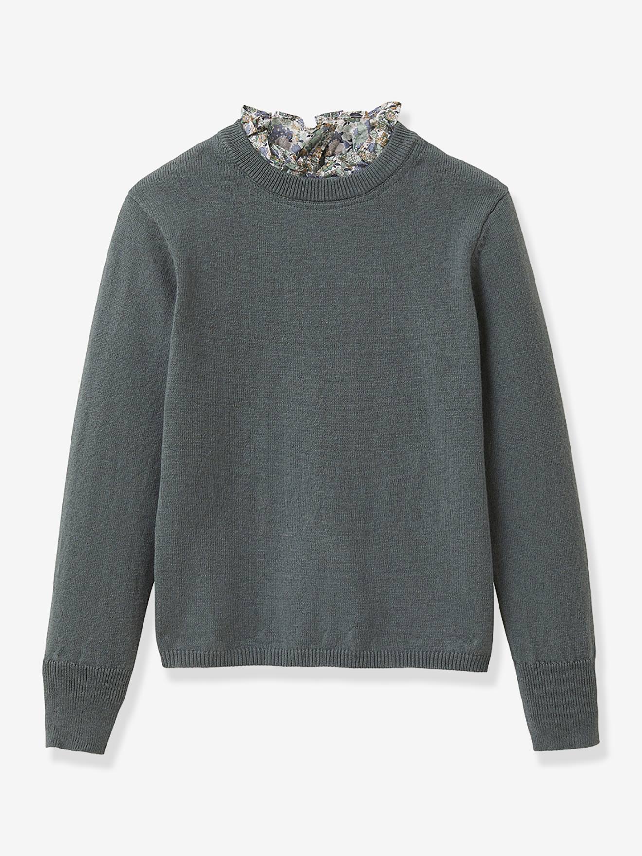 Jumper with Liberty Fabric Collar for Girls