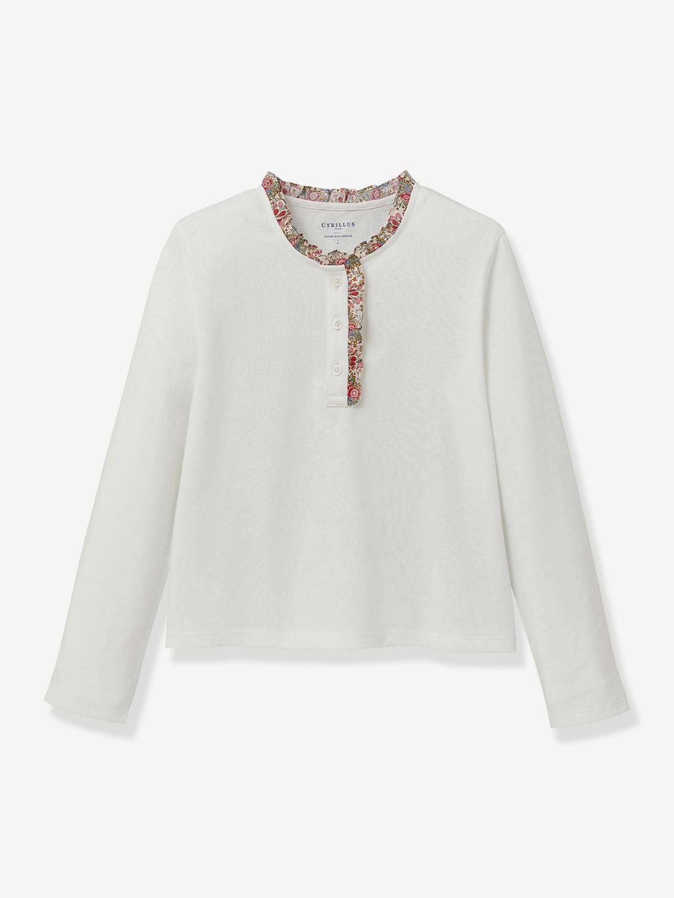 Organic Cotton Grandad-Style T-Shirt with Liberty Fabric