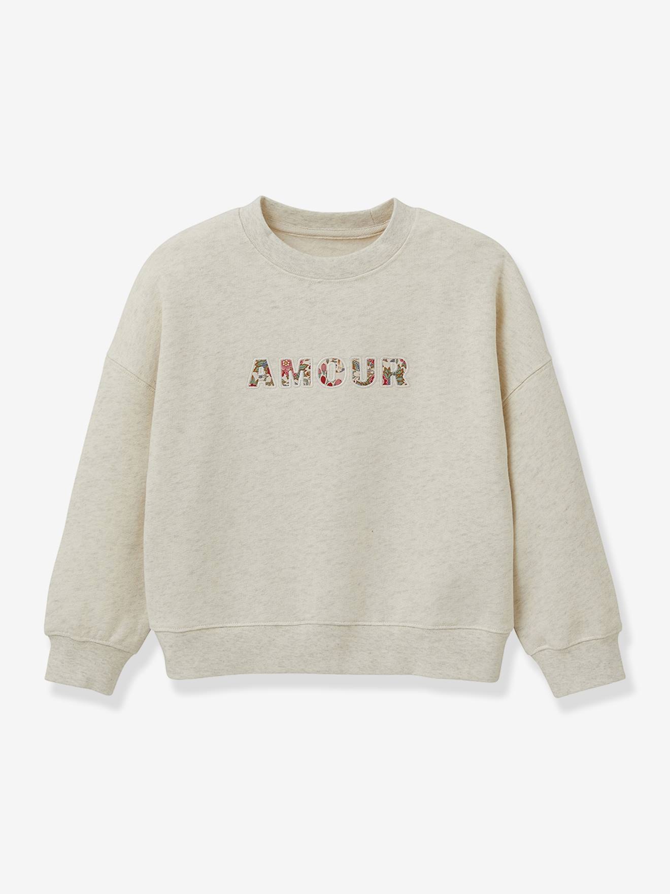 Girl's sweatshirt with Liberty fabric letters in organic cotton by CYRILLUS