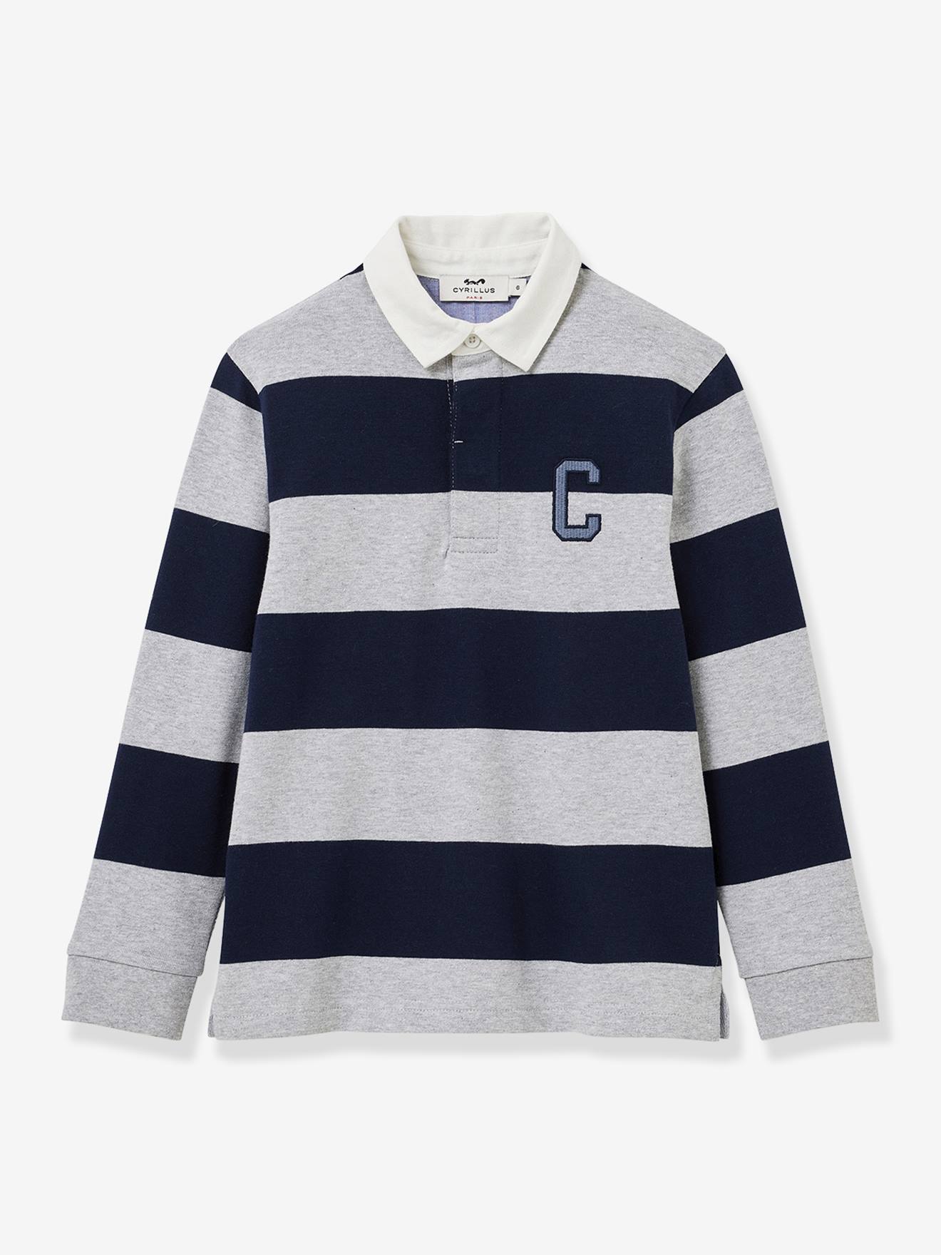 Striped Rugby Polo Shirt in Organic Cotton for Boys