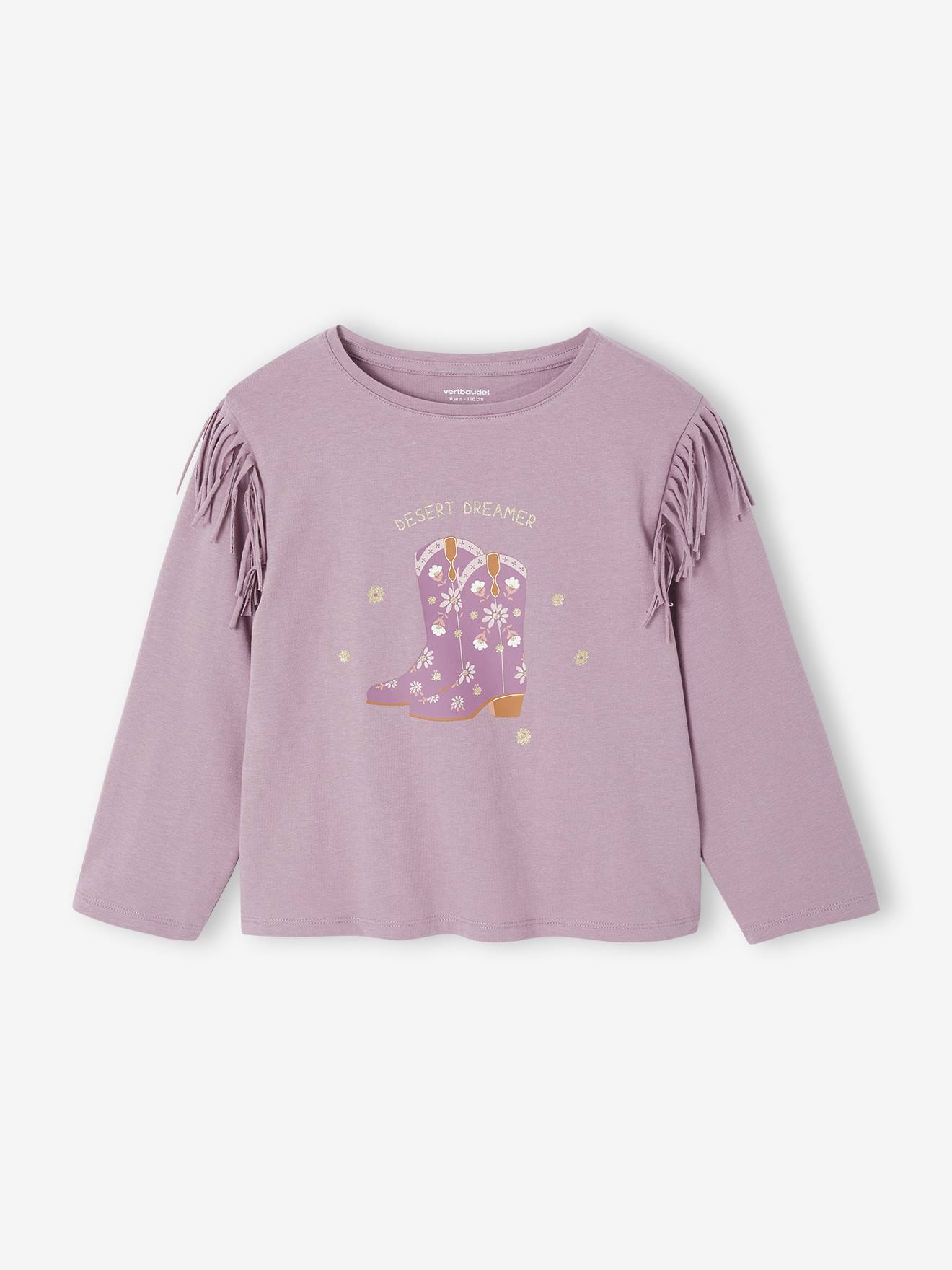 Long-Sleeved Fringed T-Shirt