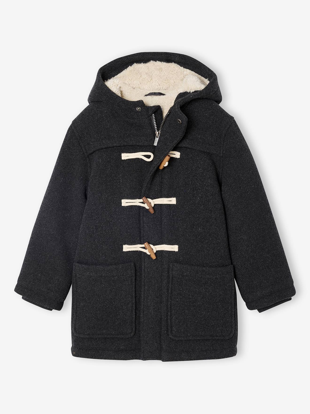 Woollen Duffle Coat with Sherpa Lining