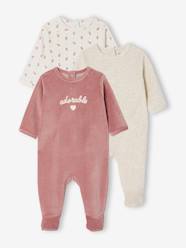 Baby-Pyjamas-Pack of 3 Sleepsuits in Velour for Babies, BASICS