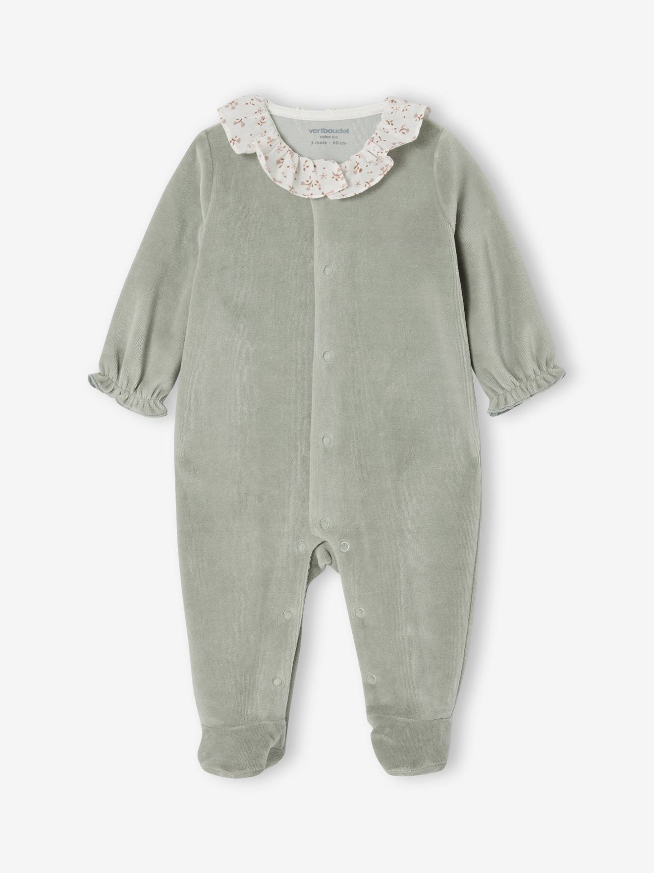 Corduroy Sleepsuit with Frilled Collar