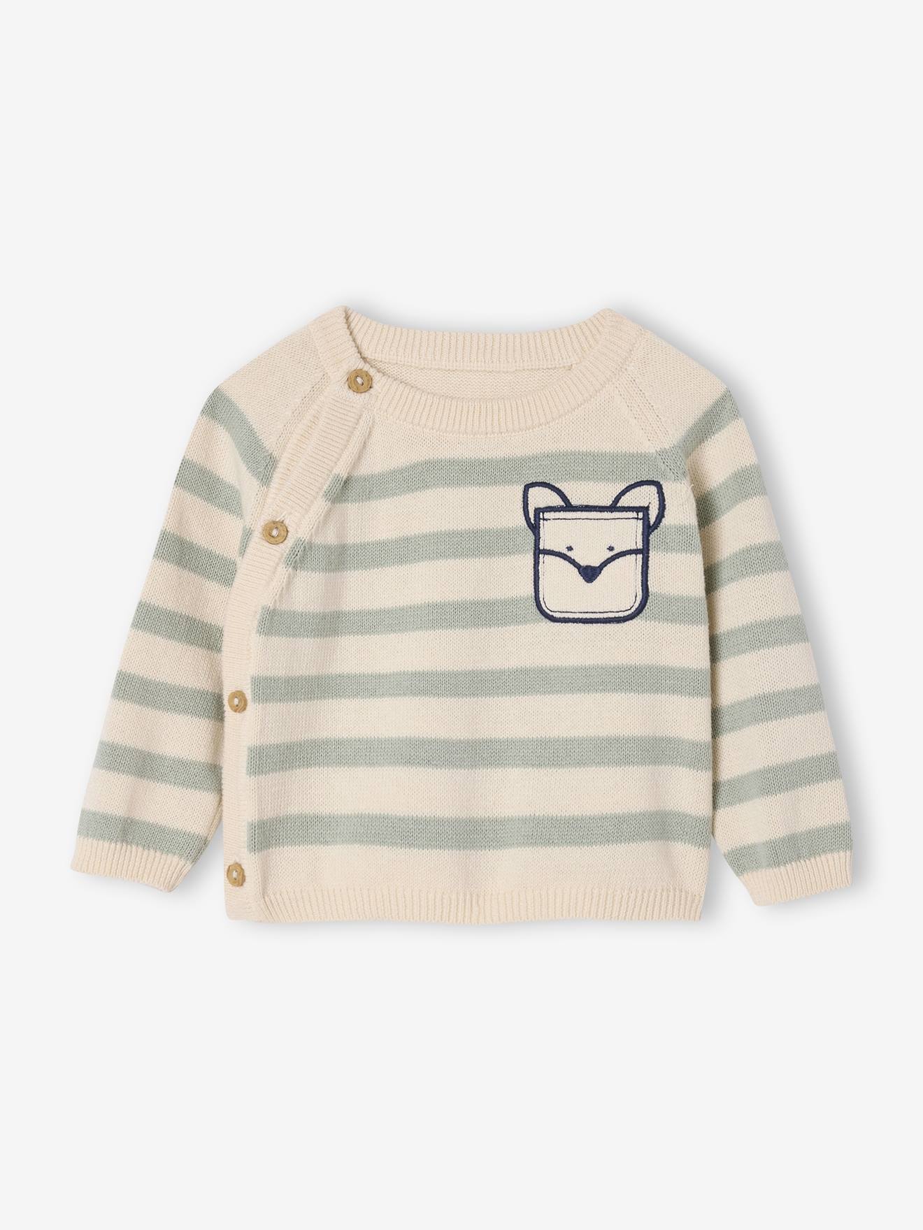 Striped Knitted Jumper with Fancy Pocket