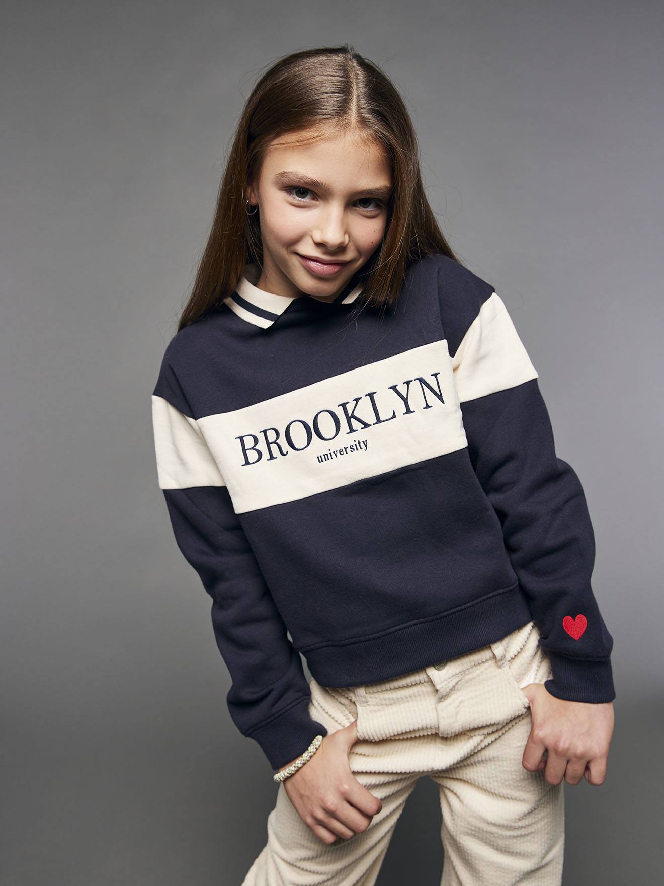 Polo-Neck Sweatshirt for Girls