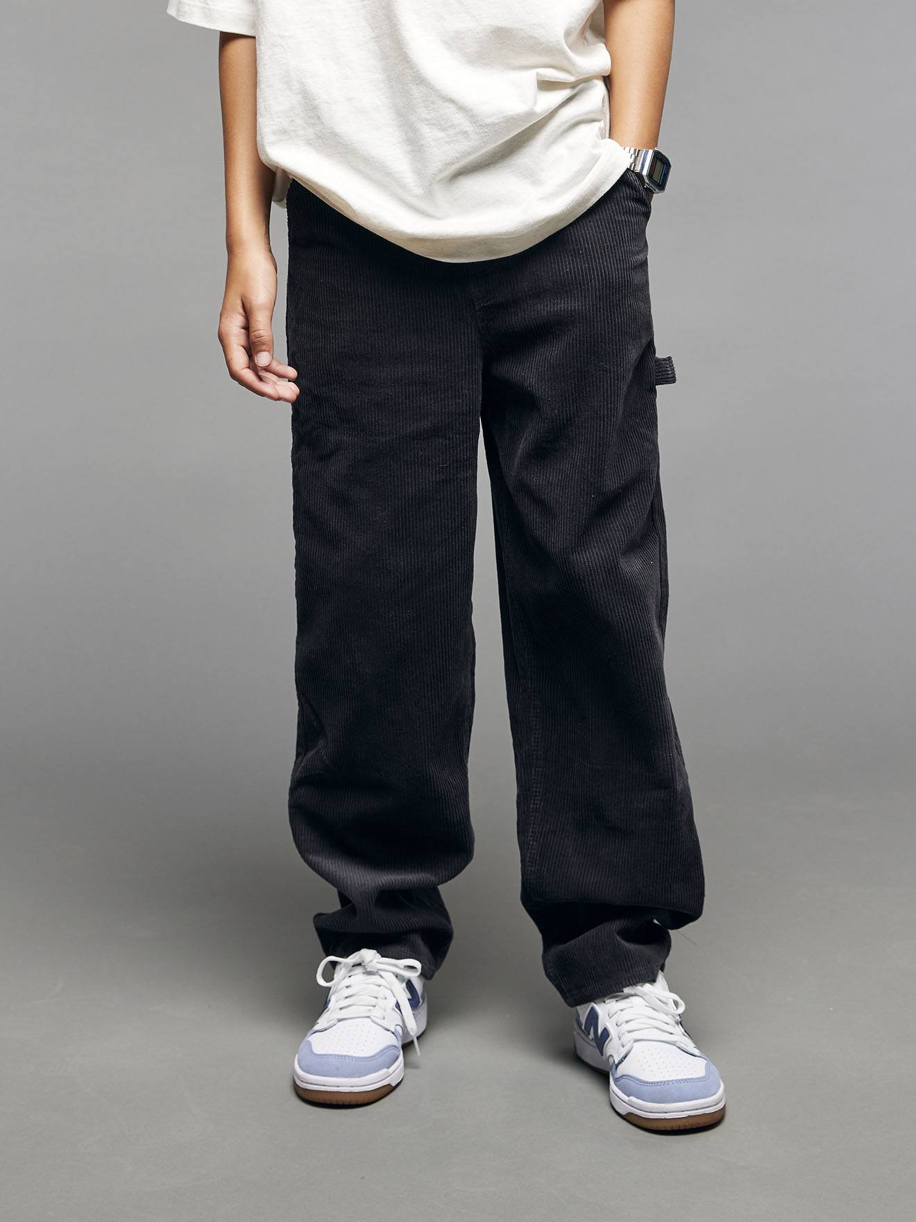 Velvet Cargo Trousers, JONEN  anthracite