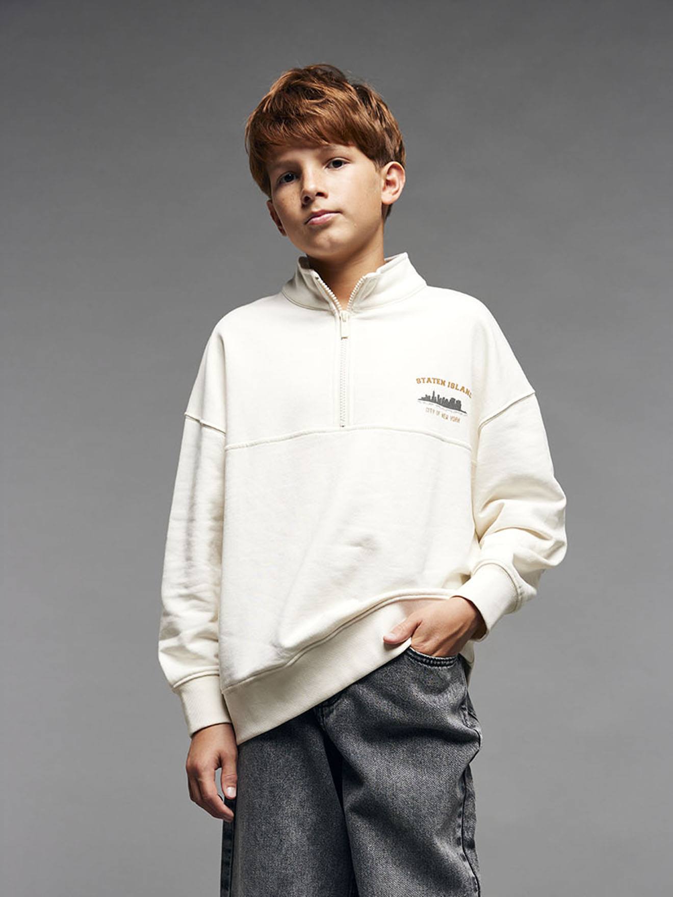 Trucker Sweatshirt for Boys, Jonen ecru