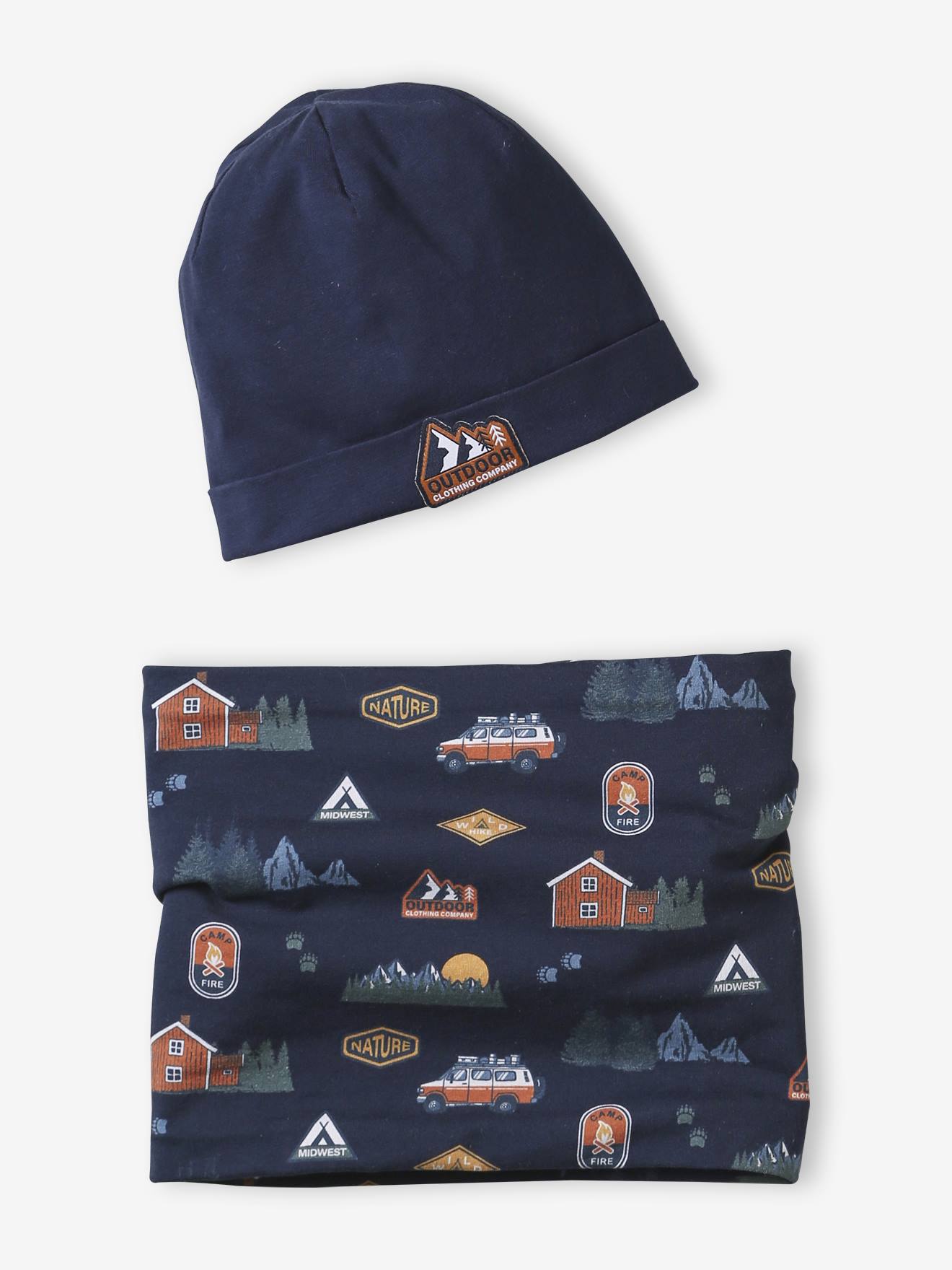 Boy's beanie + snood set "Nature"