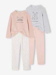 Girls-Pack of 2 girls' velvet animal pyjamas