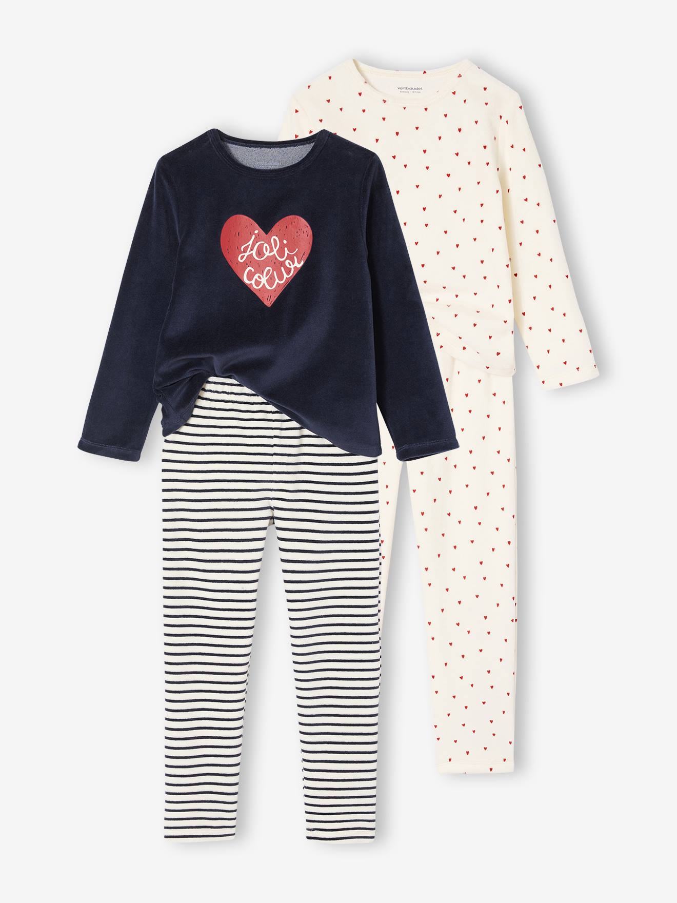 Heart Print Velour Pyjamas
