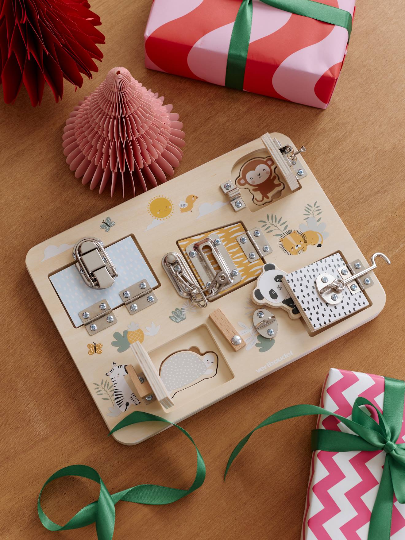 FSC® wooden 2-in-1 latch board - wood, Toys | Vertbaudet