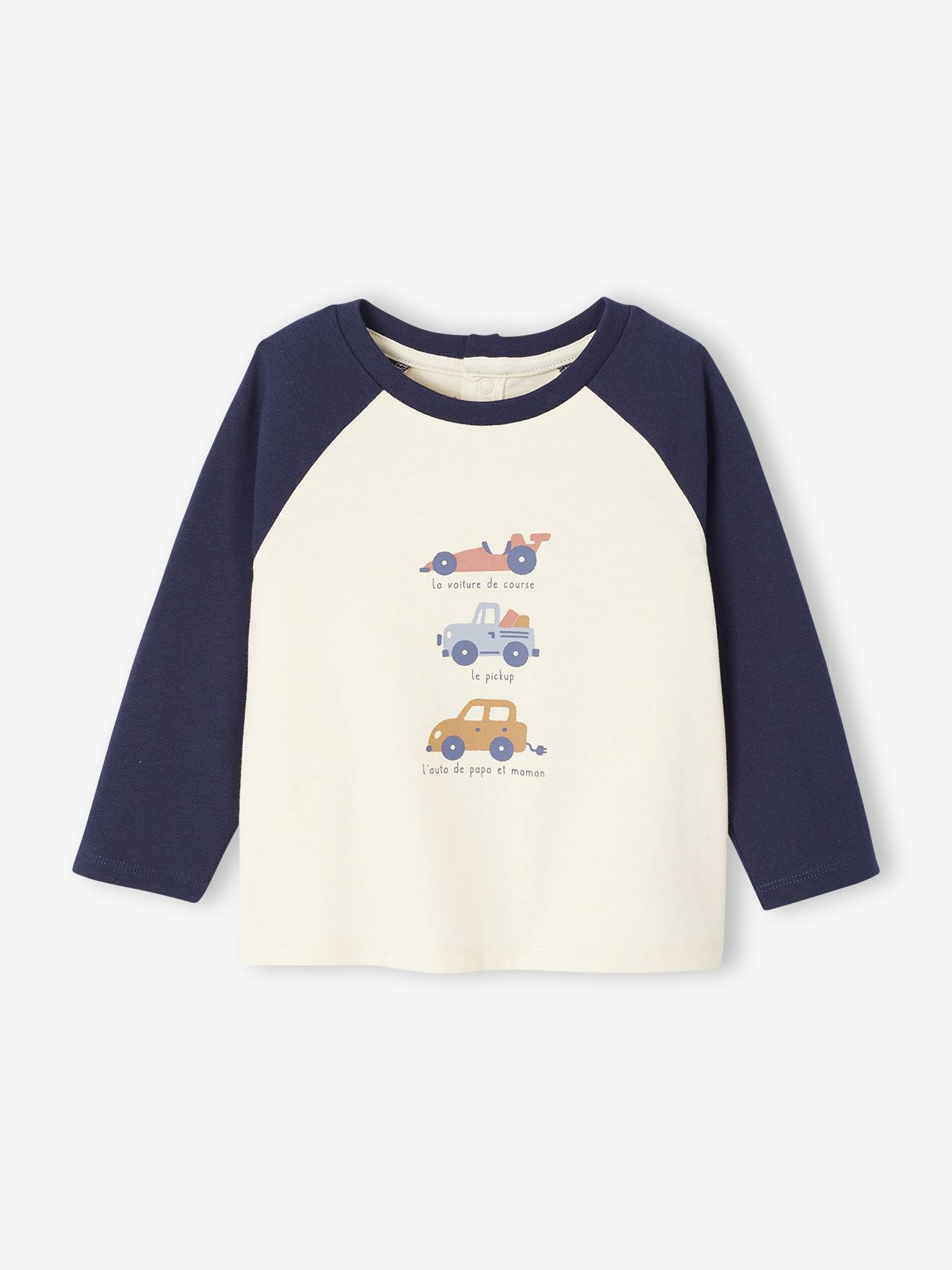 Long-sleeved baby t-shirt with placement print on the front