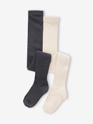 Pack of 2 Girls' Cable Knit Tights