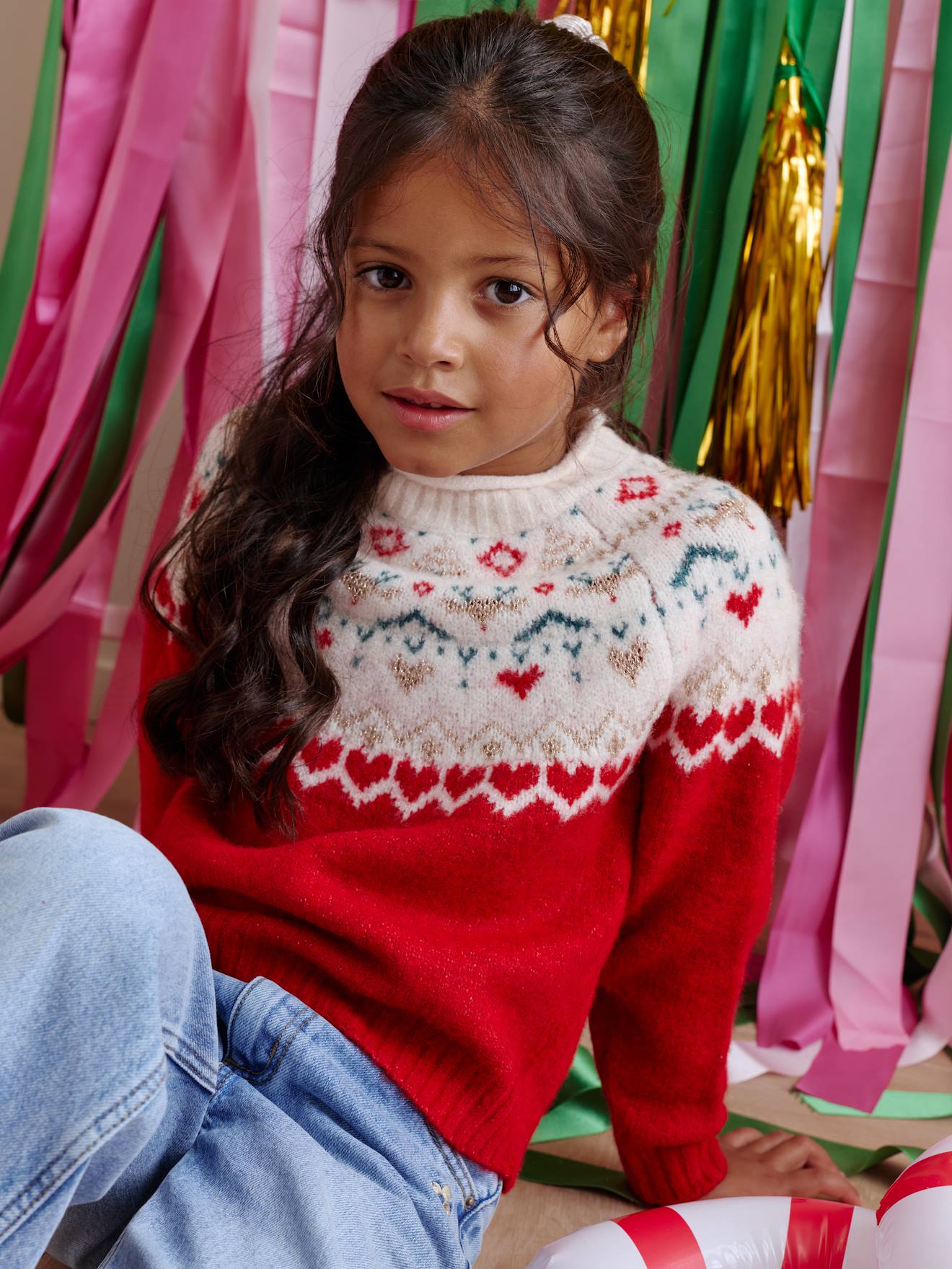 Girl's Christmas jacquard jumper