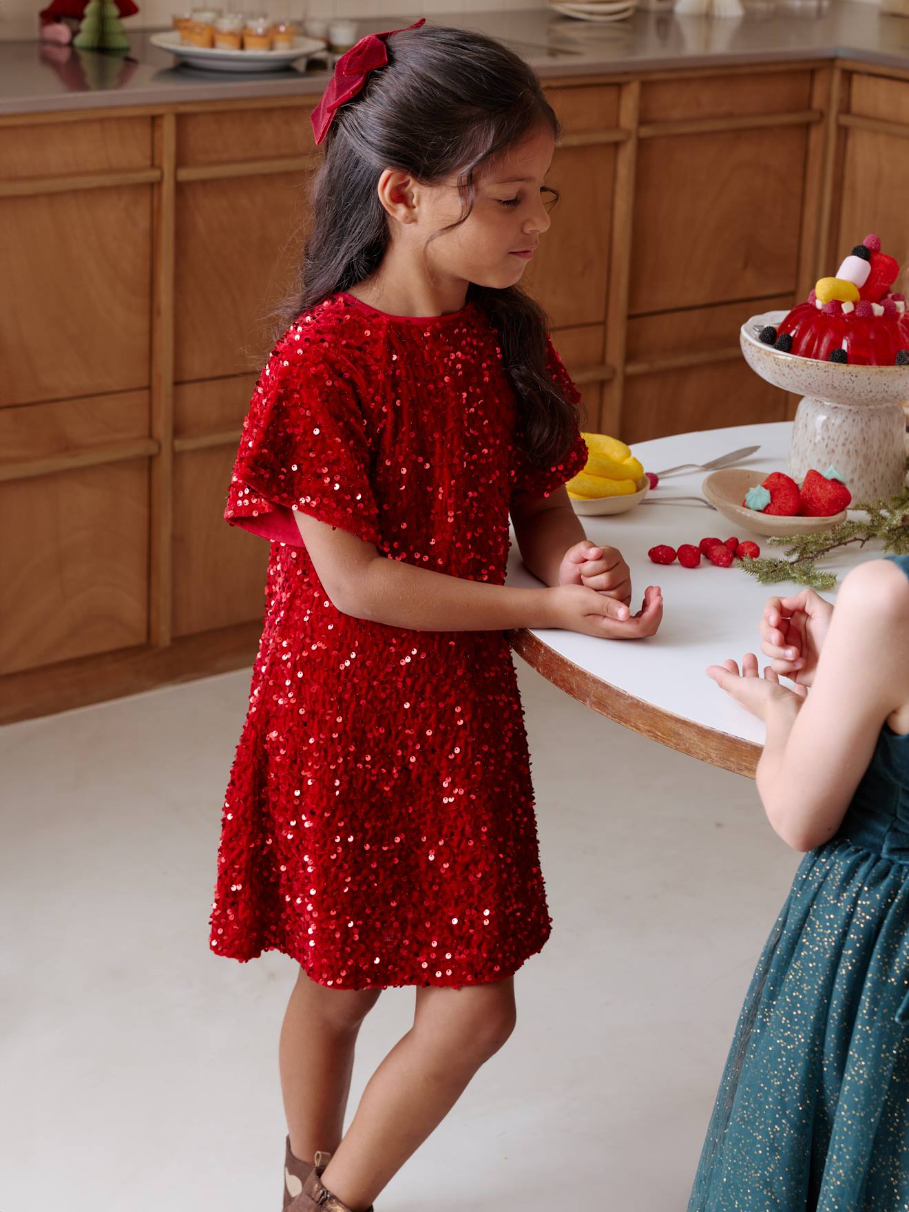 Girl's velvet and sequin dress