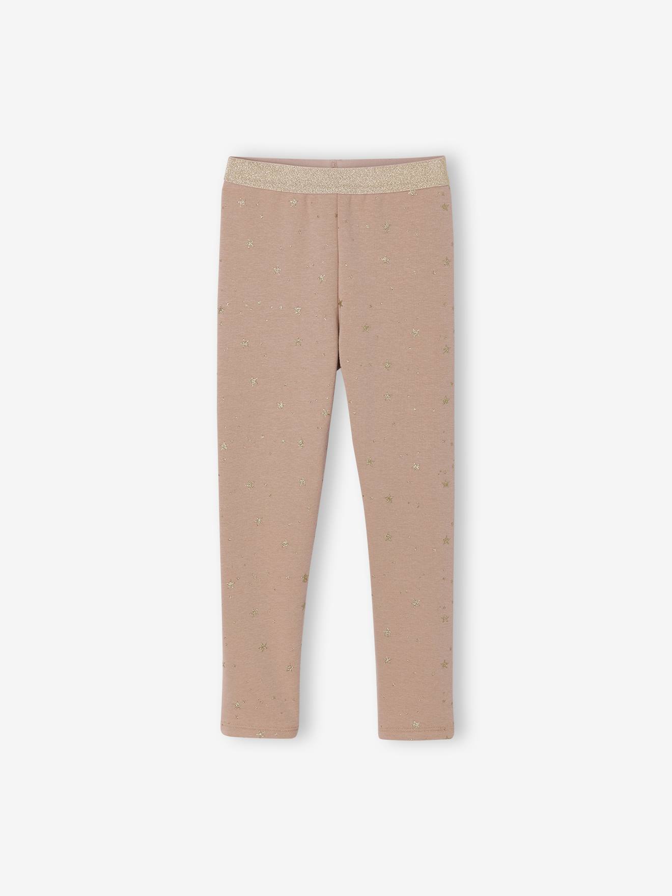 Fleece-Lined Leggings with Shiny Star Print
