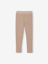 -Fleece-Lined Leggings with Shiny Star Print for Girls