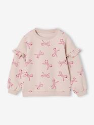 Christmas Special Sweatshirt with Candy Cane Glittery Hearts & Ruffled Sleeves for Girls