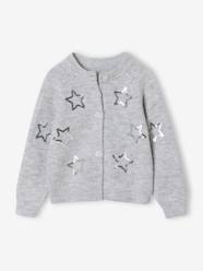-Girl's Christmas cardigan with sequin stars