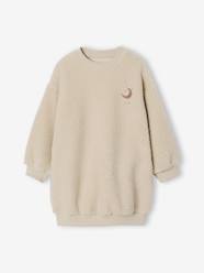 Girls-Girl's sherpa dress with embroidered detail