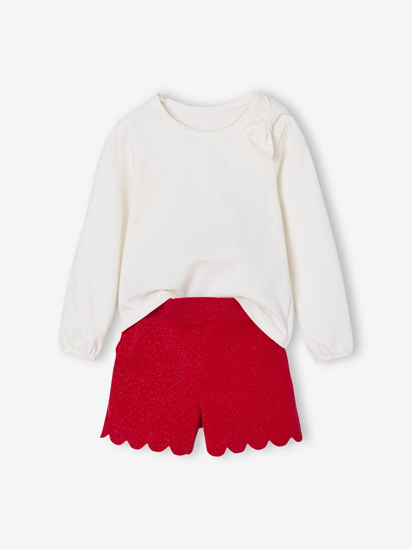 T-Shirt & Glittery Velour Shorts Christmas Set