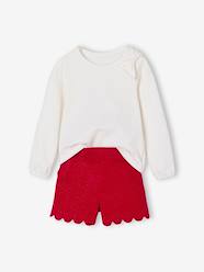 -T-Shirt & Glittery Velour Shorts Christmas Set for Girls