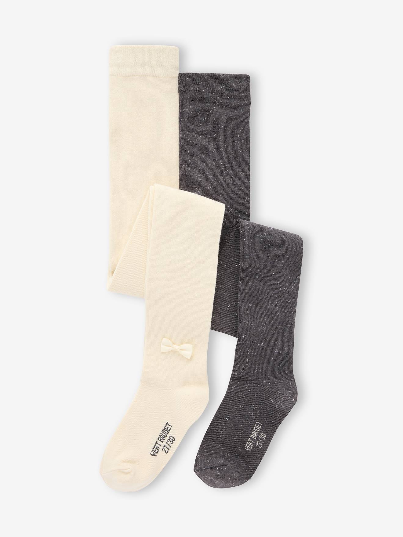 pairs of girls' party tights ecru