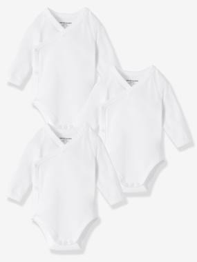 Newborn Baby Pack Of 3 Organic Collection Long Sleeved White Bodysuits White