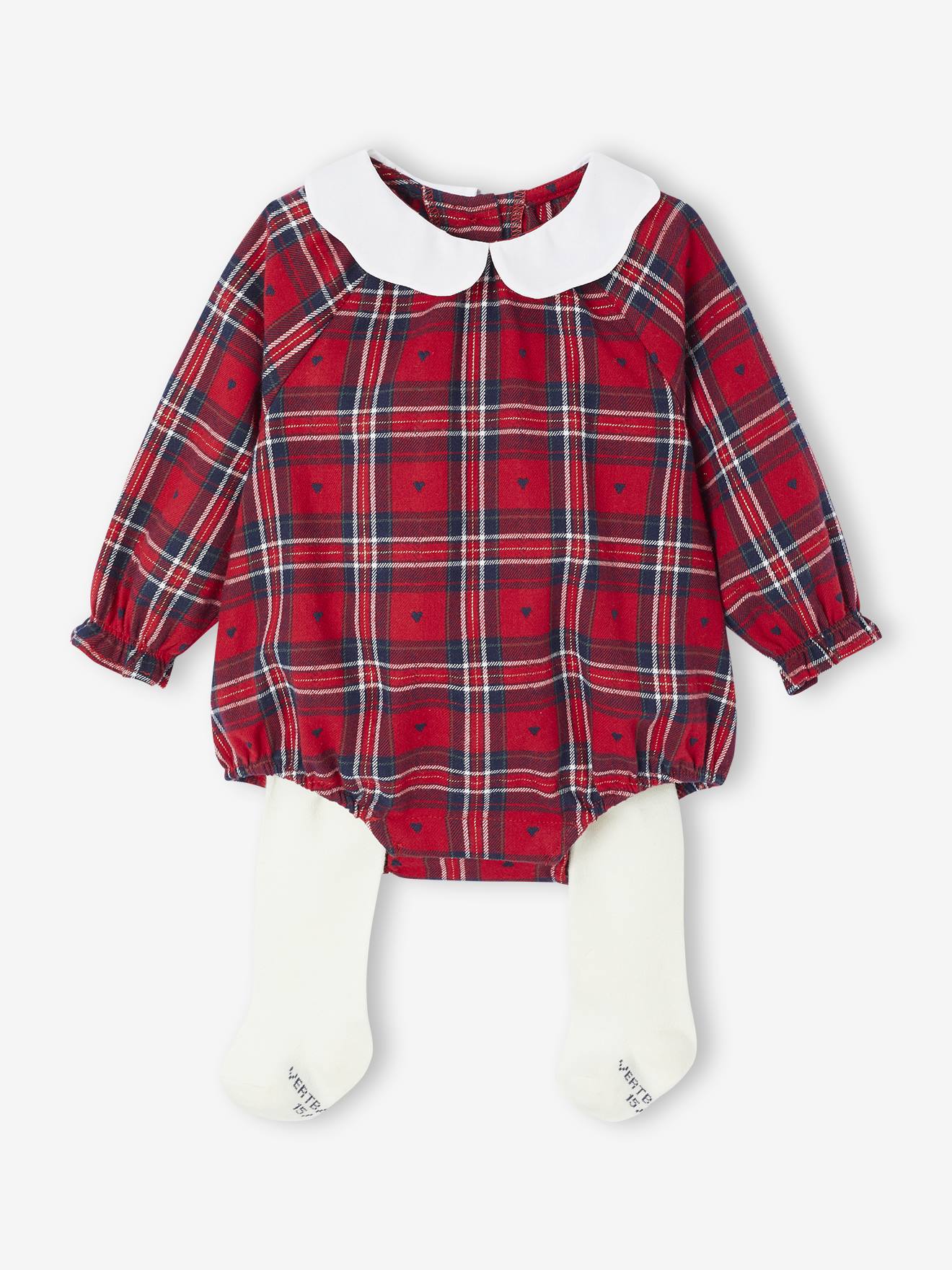 Christmas Ensemble for Babies: Romper & Tights