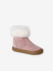 Fur-Lined, Zipped Leather Boots for Baby Girls