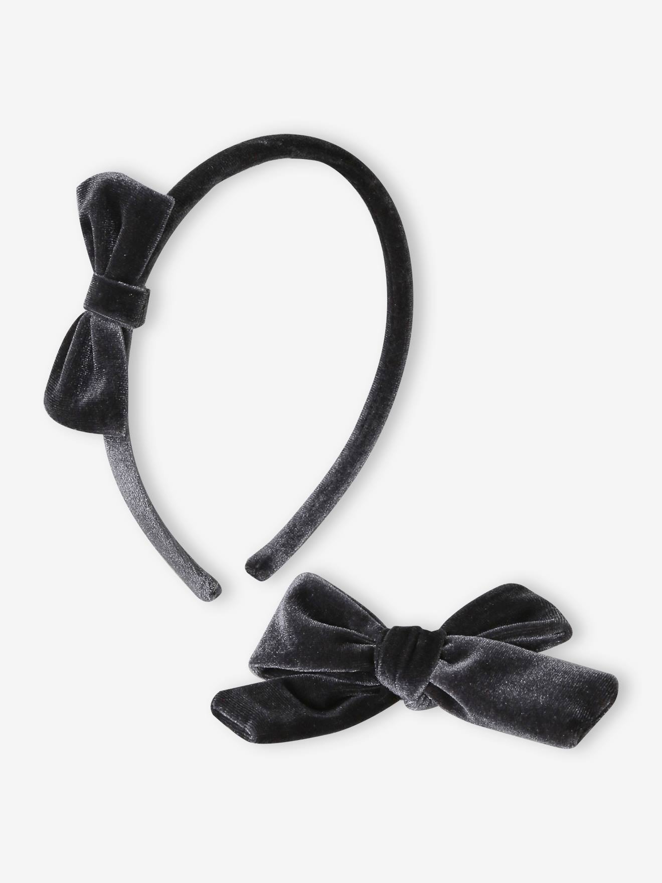 Alice Band & Hair Clip Set in Velour anthracite