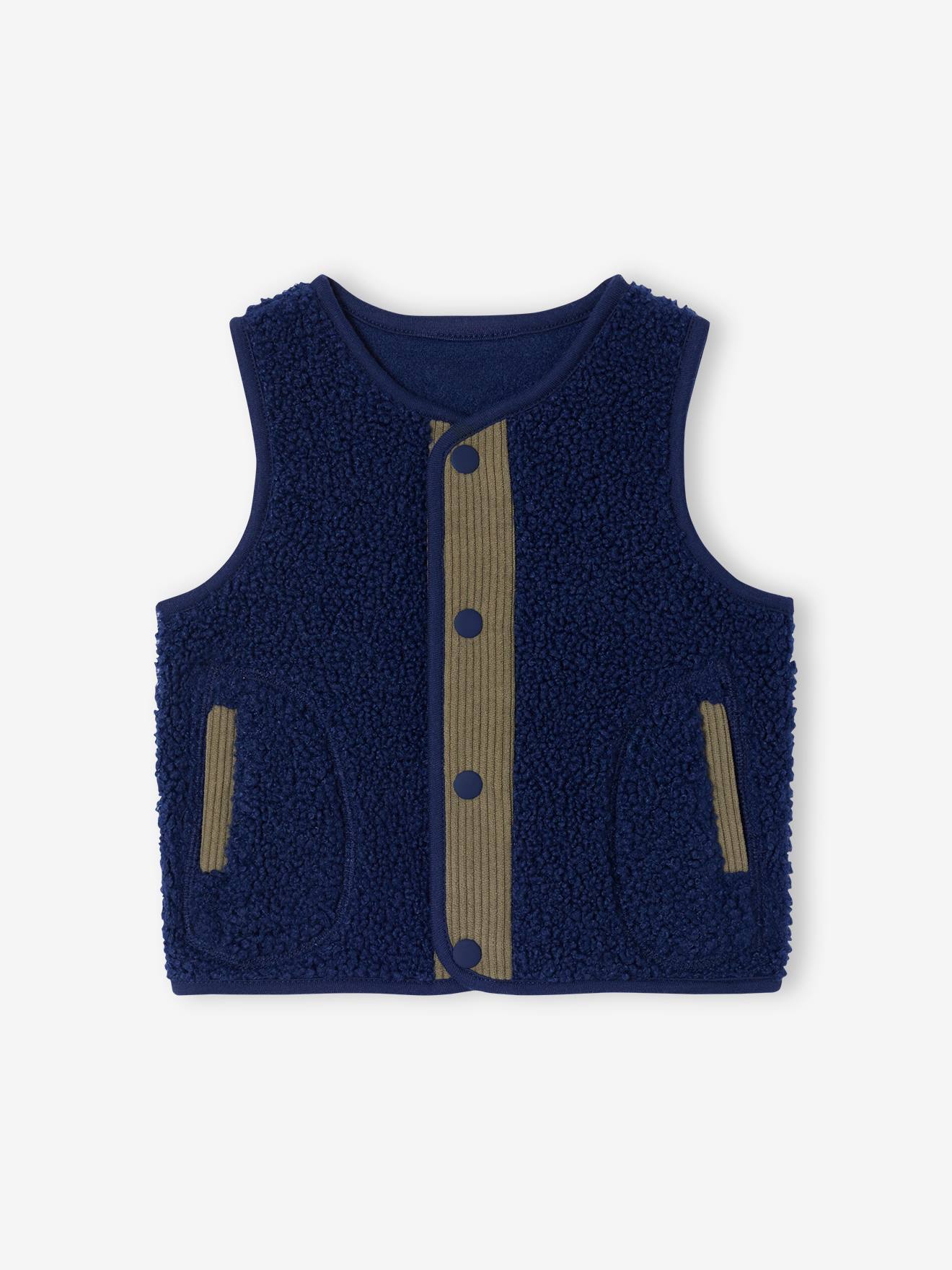 Sleeveless cardigan with press-stud fastening at the front